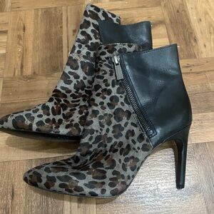 Vince Camuto Chantel Stiletto, Leather Cow Hair, Ankle Boots, Sz 7 M Zippered